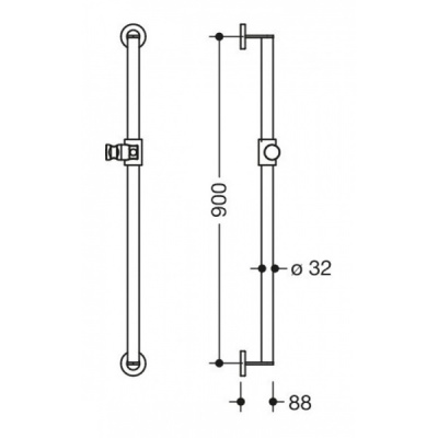 System '900' 90cm Support Shower Riser Rail - Matt Black